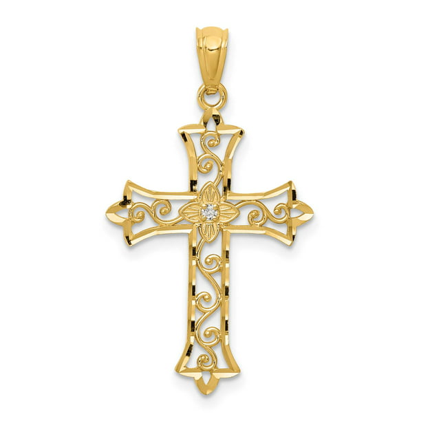 Details about  / Polished 14KT Yellow Gold Mini Cross Pendant Charm Chain Necklace NEW